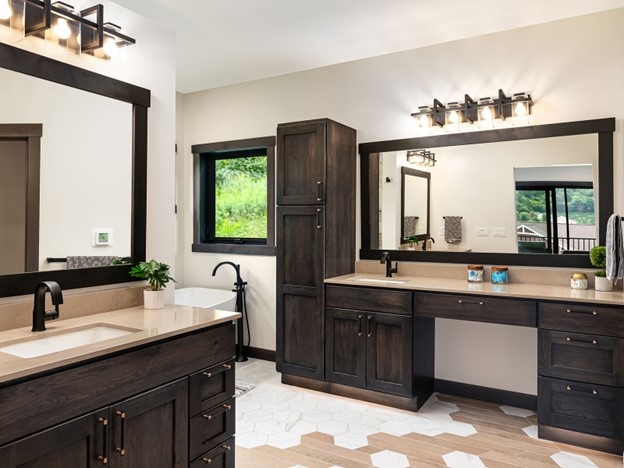 Another example and approach to a double-sink bathroom vanity.